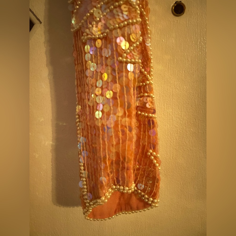 Vintage Fully Beaded & Sequined Dress Blush Pink Large Madonna Inn Boutique - Picture 4 of 7